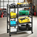 4-Tier Rolling Storage Rack with Baskets, Metal Utility Shelf on Wheels, Kitchen Garage Organizer by 2Dropme