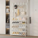 2 in 1 Shoe Rack with Coat Hooks Entryway Organizer 5 Tier Storage Shelf by 2Dropme
