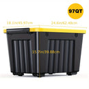 72/97QT Storage Box with Wheels & Lid – Stackable Heavy Duty Organizer 4-6-Pack by 2Dropme