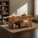 Lift Top Coffee Table w/Hidden Storage Drawer Shelf Retro Wood Living Room Table by 2Dropme