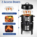 3-in-1 Charcoal Smoker Grill BBQ Fire Pit Portable Outdoor Camping Grill by 2Dropme