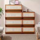 Thin Bamboo Shoe Cabinet with 3 Flip Drawers – Narrow Shoe Storage Organizer by 2Dropme