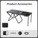Portable Outdoor Camping Kitchen Table Folding w/ Grill Tray BBQ Picnic - Black