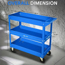 3-Tier Rolling Tool Cart with Wheels, Steel Utility Storage Cart by 2Dropme
