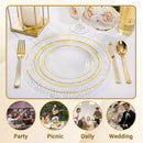 50PCS Clear Plastic Dinnerware Set Reusable Plates Cups Cutlery Wedding Party by 2Dropme