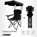 Outdoor Camping Chair w/ Canopy Foldable Portable Chair Cup Holder Carry Bag