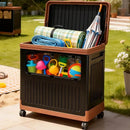 Portable Storage Bin w/ Wheels & Doors Foldable Stackable Organizer by 2Dropme