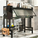 Over Sink Dish Drying Rack 1 Tier Kitchen Organizer Dustproof Storage Shelf by 2Dropme