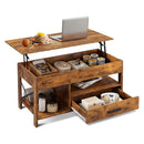 Lift Top Coffee Table w/Hidden Storage Drawer Shelf Retro Wood Living Room Table by 2Dropme