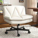 27" Wide Criss Cross Office Chair with Wheels – Adjustable Swivel Armless Vanity Desk Chair with Back Support by 2Dropme