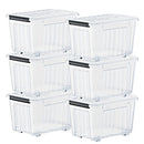 72/97QT Storage Box with Wheels & Lid – Stackable Heavy Duty Organizer 4-6-Pack by 2Dropme