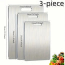 3PCS Stainless Steel Cutting Board Set Non-Slip Anti-Bacterial Kitchen Boards by 2Dropme