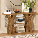 Rustic Console Table with Shelf, Entryway Sofa Table 55" Wood by 2Dropme