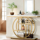 Luxury Gold Console Table with Marble Top, Modern Entryway Sofa Table by 2Dropme