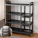 4-Tier Rolling Storage Rack with Baskets, Metal Utility Shelf on Wheels, Kitchen Garage Organizer by 2Dropme