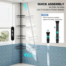 4-Tier Corner Shower Organizer Telescopic Pole Rustproof Bathroom Storage Black by 2Dropme