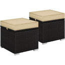 Costoffs 2PCS Rattan Storage Ottomans with Cushions – Outdoor Wicker Footstools & Side Tables for Patio, Garden & Balcony by 2Dropme