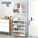 2 in 1 Shoe Rack with Coat Hooks Entryway Organizer 5 Tier Storage Shelf by 2Dropme