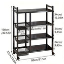 4-Tier Rolling Storage Rack with Baskets, Metal Utility Shelf on Wheels, Kitchen Garage Organizer by 2Dropme