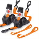 4PCS Retractable Ratchet Tie Down Straps – 10FT Heavy Duty Self-Retracting Cargo Straps for Truck, Trailer & Motorcycle by 2Dropme