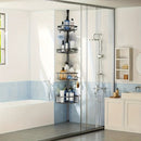 4-Tier Corner Shower Organizer Telescopic Pole Rustproof Bathroom Storage Black by 2Dropme