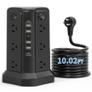 Power Strip Tower Surge Protector 12 AC Outlets 5 USB Ports 8.8ft Cord Gray