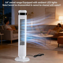 Tower Fan Bladeless 5 Speeds 4 Modes 64° Oscillating Quiet Remote 12H Timer by 2Dropme