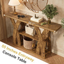 Rustic Console Table with Shelf, Entryway Sofa Table 55" Wood by 2Dropme
