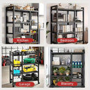4-Tier Rolling Storage Rack with Baskets, Metal Utility Shelf on Wheels, Kitchen Garage Organizer by 2Dropme