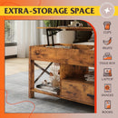 Lift Top Coffee Table w/Hidden Storage Drawer Shelf Retro Wood Living Room Table by 2Dropme
