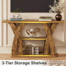 Rustic Console Table with Shelf, Entryway Sofa Table 55" Wood by 2Dropme