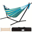 Heavy Duty Double Hammock with Steel Stand 450lbs Portable Outdoor Indoor Blue by 2Dropme