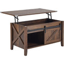 Lift Top Coffee Table 36" Farmhouse Rustic Wood Hidden Storage & Sliding Barn by 2Dropme