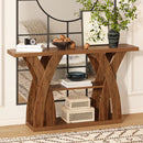 Rustic Console Table with Shelf, Entryway Sofa Table 55" Wood by 2Dropme