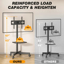 Mobile TV Cart Stand 23-60 Inch Rolling TV Stand w/ Shelf VESA 400x400 88lbs by 2Dropme
