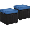 Costoffs 2PCS Rattan Storage Ottomans with Cushions – Outdoor Wicker Footstools & Side Tables for Patio, Garden & Balcony by 2Dropme