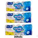 Spring Touch 4-Ply Toilet Paper Ultra Soft Strong Bath Tissue 10/20/30 Rolls Lint-Free by 2Dropme
