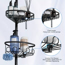 4-Tier Corner Shower Organizer Telescopic Pole Rustproof Bathroom Storage Black by 2Dropme