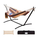 Heavy Duty Double Hammock with Steel Stand 450lbs Portable Outdoor Indoor Blue by 2Dropme