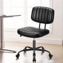 Armless Office Chair PU Leather Rolling Desk Chair Task Vanity Chair Wheels