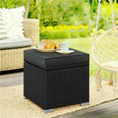 Costoffs 2PCS Rattan Storage Ottomans with Cushions – Outdoor Wicker Footstools & Side Tables for Patio, Garden & Balcony by 2Dropme