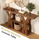 Rustic Console Table with Shelf, Entryway Sofa Table 55" Wood by 2Dropme