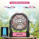 10400mAh 13hrs Rechargeable Automatic Oscillating Camping Fan with LED and Hook by 2Dropme
