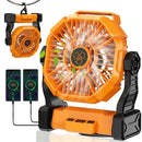 10400mAh 13hrs Rechargeable Automatic Oscillating Camping Fan with LED and Hook by 2Dropme