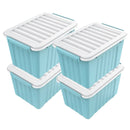 72/97QT Storage Box with Wheels & Lid – Stackable Heavy Duty Organizer 4-6-Pack by 2Dropme