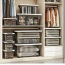 4PCS Stackable Storage Boxes with Lids & Handles Clear Organizer Bins Home Closet by 2Dropme