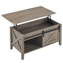 Lift Top Coffee Table 36" Farmhouse Rustic Wood Hidden Storage & Sliding Barn by 2Dropme