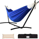 Heavy Duty Double Hammock with Steel Stand 450lbs Portable Outdoor Indoor Blue by 2Dropme