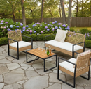 4Pcs Outdoor Patio Furniture Set – Rattan Wicker Sofa - Multiple Styles by 2Dropme