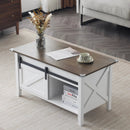 Lift Top Coffee Table 36" Farmhouse Rustic Wood Hidden Storage & Sliding Barn by 2Dropme